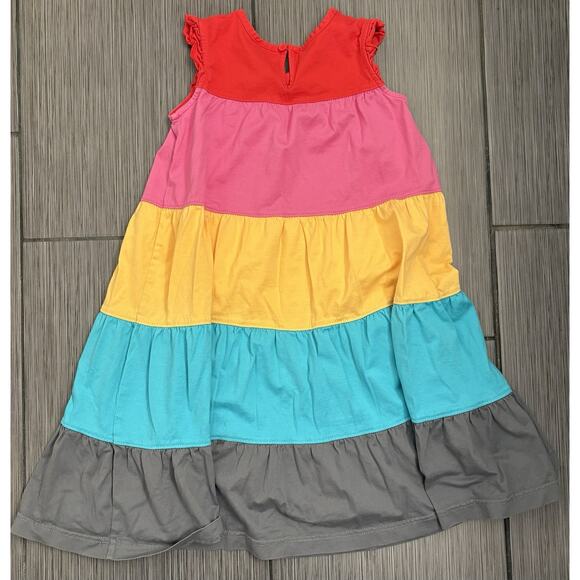 Hanna Andersson Flutter Sleeve Twirl Dress Size 120 (6/7) Colorblock Tiered - Picture 3 of 5